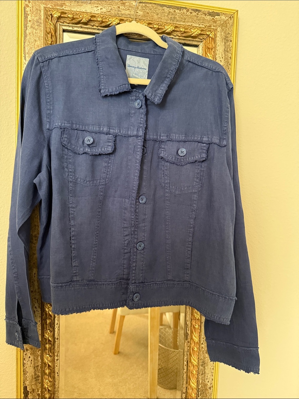 Tommy Bahama Navy Blue Women's Button-Front Linen Jacket- XL - Great Condition